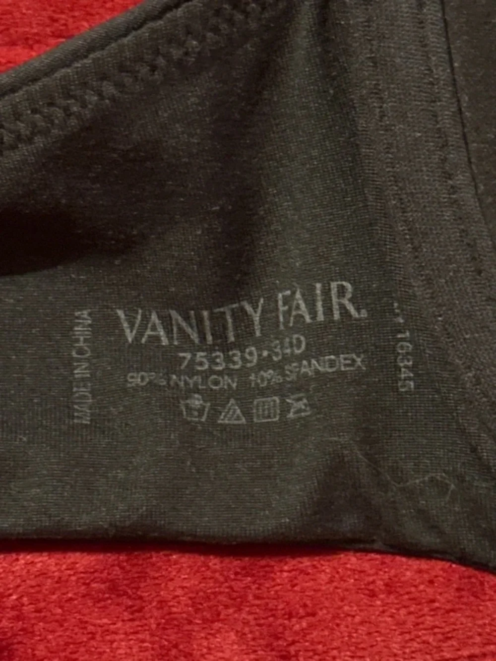 Vanity Fair Black Illumination Bra with Rhinestone Center Size 34D